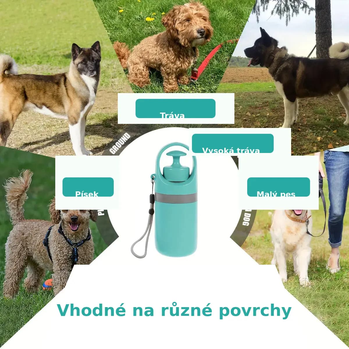 Přenosný sběrač psích exkrementů s dávkovačem sáčků